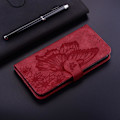 Pikkukuva 5 / 5: Kotelo iPhone Xr:lle Retro Flip Wallet Embossing Butterfly Cover - Punainen null none