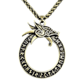 Pikkukuva 2 / 4: Runa Runor Amulett Goottilaiset Asusteet Ouroboros Norse Dragon Goth Kaulakoru Viking Talisman Korut Vaha Ketju Pronssi