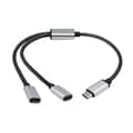 USB C till dubbel USB C-kabeladapter, hörlurstyp C-laddningsadapter, 480 Mbps dataöverföring, 30 cm