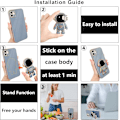 Pikkukuva 5 / 5: Yhteensopiva iPhone 12 Kuori Söpö 3D Astronautti Jalusta Design Kamera P Far peak blue