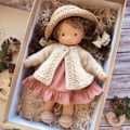 Miniatyrbillede 3 af 4: Mini Jule Waldorf Dukker til Piger, Blød Sød Håndlavet Plys Dukke Børnelegetøj, Julegave Fødselsdagsgave