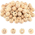 Miniatyrbilde 1 av 5: 16mm Smilende Ansikt Treperler 100stk Runde Kule Treperler Dukkehode Avstandsperler for Håndverk DIY Dekorasjon Smykkelaging
