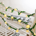Miniatyrbilde 2 av 5: Rose Green Leaf String Lights, 9,8ft 20led Varmvita Rotting Blommor Fairy Lights, batteridriven
