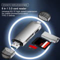 Miniatyrbilde 2 av 5: CDQ 6 i 1 USB 3.0-kortleser SD TF-kort USB-minne Grå