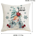 Miniatyrbillede 3 af 5: 4 STK Glædelig Jul pudebetræk Julemand gaver Xmas træ firkantede pudebetræk Linned lynlås etui (18x18 tommer)