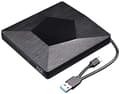 External Optical Drive, Ultra-thin USB 3.0 and Type-C CD/DVD Drive, Compatible with Mac OS, Windows XP/7/8/10 and Laptops (Black)