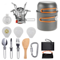 Miniatyrbillede 2 af 5: 13-delt camping køkkensæt, sammenklappeligt, til udendørs vandring, picnic, mess kit, gryder, pande, C