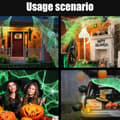 Miniatyrbillede 2 af 7: Selvlysende edderkoppespind til Halloween-dekoration 300g, strækbart edderkoppespind med 60 sorte edderkopper til indendørs og udendørs brug i hjemmet, haven og til fester