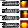 Miniatyrbilde 1 av 5: 4 stk 18W 6 LED Slank Amber Gul Strobe Flash Blinklys Bar Bil Lastebil Nødsignal Parkeringslys Lampe 12-24V