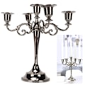 Miniatyrbilde 1 av 6: Metallkandelaber Svart 5 Armer Elegant Fargebestandig Stabil Bred Base Konisk Lysestake for Fest Bryllup