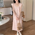 Miniatyrbilde 5 av 5: Nattkjole for kvinner, myk blomstret, ermeløs, lang nattkjole for sommeren, rosa L