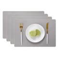 4-pack Faux Leather Placemats Rectangular Light Grey 43x30cm grey gray gray