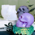 Miniatyrbillede 3 af 4: 3D kraniehoved stearinlys form, Halloween form stearinlysfremstilling, silikone