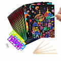 Miniatyrbild 1 av 4: 50-dels Scratch Art-set - Regnbågspapper & Penna för barn 8-12