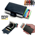 Miniatyrbilde 5 av 5: Kortfodral Stöldskydds med signalblockering RFID- Läder 5 Färger Black Svart PU Läder 12 kort zdq