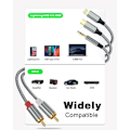 Pikkukuva 2 / 4: Lightning - RCA-kaapeli Audio Aux -sovitin, RCA - 3,5 mm -kaapeli, USB-C - 2 RCA -äänikaapeli, 3-in-1 -äänikaapeli autolle, kotiteatterille, kaiuttimille ja muille