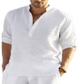 Miniatyrbillede 2 af 3: Langærmet linnedskjorte til mænd, casual i bomuld og linned, S-5xl top, Ny design gratis fragt_p White L zdq