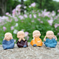 Miniatyrbild 5 av 5: 4 söta Kung Fu munkstatyer Miniatyr Buddha figur Vis figur Baby Little Monk Skulptur Samlarföremål Hantverk Konst Zen Prydnader Dekoration Present