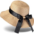 Miniatyrbild 1 av 5: Solhatt för damer sommarhatt med rosett hopfällbar bredbrättad hatt
