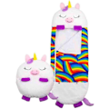 Pikkukuva 1 / 5: Happy Nappers Iso Leikkityyny ja Makuupussi, Hauskat Lasten Pyjamamakuupussit Yhtenä Kappaleena, Yllättyneille Lapsille (Valkoinen)-WELLNGS NO:6