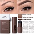 Miniatyrbillede 1 af 5: 1 sæt perfekt One Step Eyebrow Stamp Stencil Kit Mørkebrun