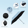 Pikkukuva 6 / 7: Matkaparasol, 6-rivinen miniparasol pieni UV-parasol, kokoontaitettava aurinkoparasol tuulenpitävä sateensuoja kapselilaukulla, kokoontaitettava kannettava taskuparasol Blue