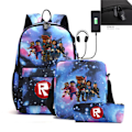 Miniatyrbillede 2 af 5: Roblox Rygsæk USB-opladning Rygsæk til mænd og kvinder Tredelt Starry Sky Model A CDQ