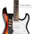 Miniatyrbild 4 av 7: Gitarrrem, 100% Mjuk Bomullsrem med 3 Plektrumhållare för Bas, Elgitarr och Akustisk Gitarr (Svart) Black