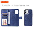 Miniatyrbild 4 av 5: For iPhone 16 Plus Case PU Leather 2 in 1 Wallet Phone Case Magnetic Detachable Blue