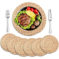 Pikkukuva 1 / 4: Gixusil 8 kpl Kudotut Alusmatot, 9.8\", Luonnollinen Vihreä, Rustic Kudonta, Ruokapöytä