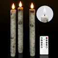 Miniatyrbillede 1 af 4: 3 stk Birch Bark LED-koniske lys, batteridrevet til julepynt Birk - 3 stk Birk - 3 stk Björk - 3 st Björk - 3 st