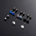 Miniatyrbilde 5 av 5: 4 par titan skruva tillbaka kirurgiska örhängen i rostfritt stål för kvinnor män, Rainbow 5A Cubic Zirconia dubbar dubbla sidoörhängen 6 mm