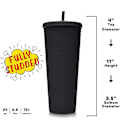 Miniatyrbilde 2 av 4: 24oz Oransje Tumbler - Dobbelvegget, Gjenbrukbar, Iskaffebeger, BPA-fri