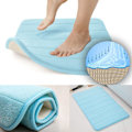 Miniatyrbillede 5 af 5: Badeværelsesmåtte i memory foam, skridsikker, absorberende, superhyggelig, fløjlsblød, supervandabsorberende, tyk, blå Blå Blu Blue 17 X 24 inches