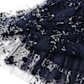 Miniatyrbilde 2 av 3: Lang tyllskjørt for kvinner med 3D-blomsterbroderi, ensfarget, høy midje, mesh, midi, svingkjole (marineblå) navy blue
