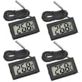 4-pack digital LCD-termometer med extern sond för kylskåp, frys, akvarium, svart