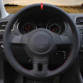 Miniatyrbilde 2 av 5: Håndsydd mykt svart kunstlær deksel for Volkswagen Golf 6 Mk6 VW Polo MK5 2010-2013