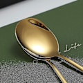 Miniatyrbillede 3 af 3: Guld serveringsskeer 4 stk Inklusive 2 serveringsskeer 2 hulleskeer zdq