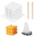 Miniatyrbillede 5 af 5: Lysforme stearinlys DIY silikoneform lysfremstilling lysvæge små Rubiks kube pakke små rubiks kub pack