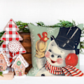 Pikkukuva 4 / 5: Julkuddfodral Jultomten Snögubbe, Merry Bright Let It Snow Kuddfodral, 18 x 18 tum, 4-pack