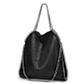 Miniatyrbillede 2 af 3: Axelväske dame med kæde luksuriøs håndtaske kæde blød taske crossbody taske dame håndtaske Sort-WELLNGS
