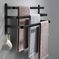 Miniatyrbillede 5 af 5: Vægmonteret håndklædeholder i aluminium - 3 lag - vandtæt - sort - 30 cm - til badeværelse, køkken, badeværelse - 30 cm
