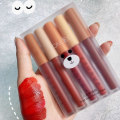 Miniatyrbilde 5 av 5: Matte Velvet Lip Gloss Set Vanntett Langvarig Non Smudge Li Little Black Bear  5pcs