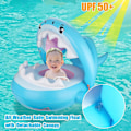 Miniatyrbild 5 av 5: Baby Pool Float med Tak UPF50+ Solskydd Uppblåsbar Baby Float Vattenleksaker Sommarleksaker Baby Simfloat för Pool Åldrar 6-36 Månader