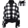Miniatyrbillede 1 af 5: Sort Fleece Poncho til Kvinder Vinter Varm Vinter Cape med Knapper