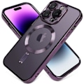 Miniatyrbild 4 av 5: Kompatibelt iPhone 14 Pro Max-skal med kameralinsskydd (MagSafe-kompatibelt) Magnetiskt repskydd - Lila