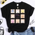 Miniatyrbillede 1 af 2: K-POP Stray Kids T-shirt Herr och Dam T-shirts Harajuku Y2K T-shirt Casual Sommar Kortärmade T-shirts för kvinnor TL3274-Black M TL3274-Black
