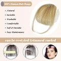 Miniatyrbilde 2 av 5: Bangs hårklipp i lugg 100 % menneskehår extensions Wispy lugg Fransk lugg Frans med tempel Hårstykker for kvinner Clip On Air lugg Buede lugg F SQBB