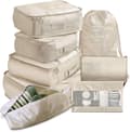 8-pack Organizer Set för Resväskor, Förvaringsväskor, Packningskuber, Resepåsar, Presenter Beige