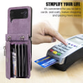 Miniatyrbilde 3 av 5: Kickstand telefondeksel for Samsung Galaxy Z Flip4 5g Rfid blokkerende kortlommebok Pu skinn+tpu deksel Lilla
